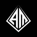 AM logo letters monogram with prisma shape design template
