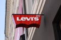 Logo of the Levis levi jeans Store. Levi Strauss founded in 1853, is an American clothing company known worldwide for its Levi str Royalty Free Stock Photo