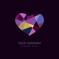 LOGO for LGBTQ pride design and Colorful heart breat on dark purple backgrounds, vector and illustration