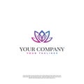 logo of line art lotus plants on color full minimalist Royalty Free Stock Photo