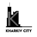 Logo with linear fields. logo for Kharkov city. Concept of silhouette of the building of the Derzhprom. Emphasis on the