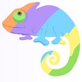 The logo of the lizard chamelion is multicolored with a twisted tail. Chamelion character in cartoon style Royalty Free Stock Photo