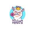The logo llama with a flower in a crown. Cartoonish character