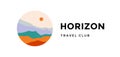 Logo, logotype, sign. Horizon, travel club