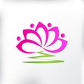 Logo lotus flower teamwork people symbol of yoga vector image illustration graphic design