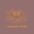 Logo with lotus flower and text massage studio