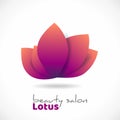 Logo lotus leaves with shadow. Flower as symbol beauty salon cosmetics brand style. Health spa concept design. Vector Royalty Free Stock Photo