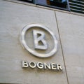 Logo of the luxury brand Bogner on a facade in Berlin