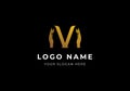 Logo M V and 2 Hands Gold Modern Minimalist