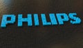 Toy bricks compose logo of PHILIPS. Editorial conceptual 3d rendering