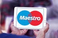 Maestro debit card logo Royalty Free Stock Photo