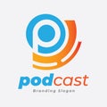 Podcast P Letter Logo Design Template