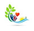 Sun beach water wave people team work love union wellness celebration group work concept symbol Royalty Free Stock Photo