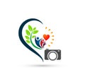 Camera People care Icon Logo Design Element. Family Help together logo