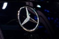 Logo of Merceds Benz on black car. Mercedes-Benz is a global automobile marque and a division of the German company Daimler AG Royalty Free Stock Photo