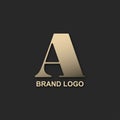 A logo metal gold design on a black background