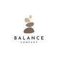 Minimalist zen stones logo, balancing stones, neatly stacked stones, stones for meditation or wellness.With template vector