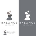 Minimalist zen stones logo, balancing stones, neatly stacked stones, stones for meditation or wellness.With template vector