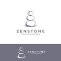 Minimalist zen stones logo, balancing stones, neatly stacked stones, stones for meditation or wellness.With template vector