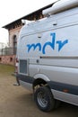 Logo of the Mitteldeutscher Rundfunk, Central German Broadcasting, mdr, on an outside broadcast van