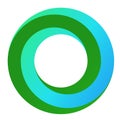 Logo model of three circular spiral curves clip art.