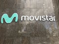 logo of modern building of telecommunications operator Telefonica Movistar headquarters in Caracas