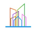 Logo modern colorful buildings icon vector