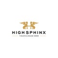 flat letter mark HIGH SPHINX logo design