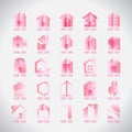 Logo Modern home pink Collection. Creative. love. Abstract. symbol. vector illustration. on white background