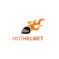 Logo motorcycle helmet open face with flames