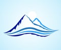 Logo mountains road sun icon