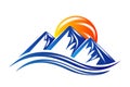 Logo mountains and shiny sun vector Royalty Free Stock Photo