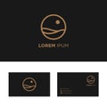 Logo moutain and sun design elements business card template vector illustration Royalty Free Stock Photo