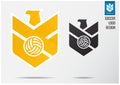 Soccer logo or Football Badge template design for football team. Sport emblem design of golden eagle and soccer ball on a shield. Royalty Free Stock Photo