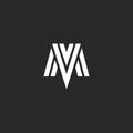 Logo MV letters elegant monogram, combination initials M and V, overlapping linear symbols VM mark construct Royalty Free Stock Photo