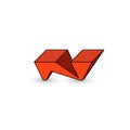 Logo N letter graffiti cool youth style, 3D isometric geometric shape, mockup emblem for modern web app