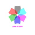 Logo for nail salon in shape of flower made of nails Royalty Free Stock Photo