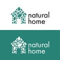 Logo natural home leaves building home nature leaf real estate logo icon leaf home window green eco building modern logo