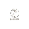 Logo nature coconut tree vector illustration simple line circle design Royalty Free Stock Photo