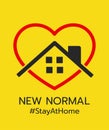 Logo of New normal, Stay at home and stay safe.-vector Illustration