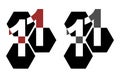 Logo with the number eleven and hexagons colorful, isolated, arabic numerals