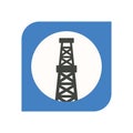 Drilling rig on colorful background, vector icon for oil and gas