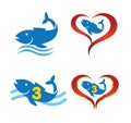 Logo omega fish on heart Royalty Free Stock Photo