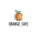 Logo orange cafe, with line art and letter o c vector