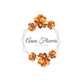 Logo with orange watercolor flowers Royalty Free Stock Photo