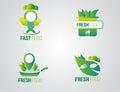 Logo organic food eco environment set green labels with leaves for friendly for eco Royalty Free Stock Photo