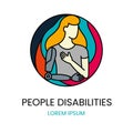 Logo for an organization that deals with people with disabilities, a man with a prosthetic arm