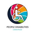 Logo for organizations that deal with people with disabilities, a person in a wheelchair