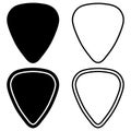 Logo outline pick guitar rock, vector mediator plectrum line icon