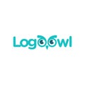 Blue Logo Owl isolated on white background Royalty Free Stock Photo